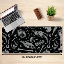 1pc Cool Skeleton Pattern Mouse Pad Abstract Art Desian Black Desk Mat Office Desk Large Gaming Mouse Pad - Extended, Thick, Non-Slip Rubber Desk Mat With Precision Stitched Edges - Washable & Durable