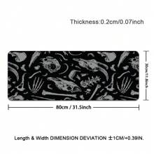 1pc Cool Skeleton Pattern Mouse Pad Abstract Art Desian Black Desk Mat Office Desk Large Gaming Mouse Pad - Extended, Thick, Non-Slip Rubber Desk Mat With Precision Stitched Edges - Washable & Durable