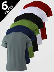Set da 6 magliette a maniche corte sportive per ragazzi adolescenti, abbigliamento estivo attivo in rete traspirante, adatto per corsa all'aperto, basket, calcio, misure adatte per ragazzi di età 13-18 anni
