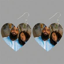 1 Pair Customized Heart Shape Pattern Earrings, Ideal Valentine's Day Or Birthday Gift For Loved Ones, Family And Special Occasions - Clear - View 7