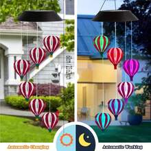 1pc Solar Powered Colorful Hot Air Balloon Wind Chime Light Waterproof Hanging Mobile Fairy Atmosphere Lamp Perfect For Home Yard Patio Garden Summer Party Wedding Festival Decoration - Multicolor - View 3