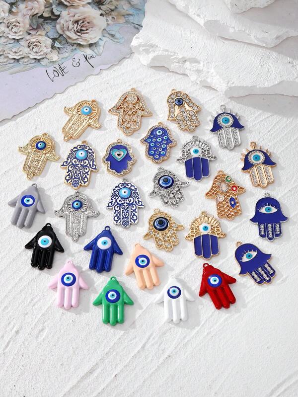 Zinc Alloy Evil Eye Pendant DIY Jewelry Components, Metallic Accessories For Earrings, Necklace