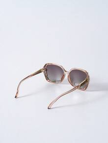 1pc New Oval Full Frame Crystal Rhinestone Fashion Glasses, Y2K Style For Women, Suitable For Driving, Beach, Outdoor, Travel, Going Out, Fashion Accessory Gift, Color: Black Winter Gifts - Coffee - View 8