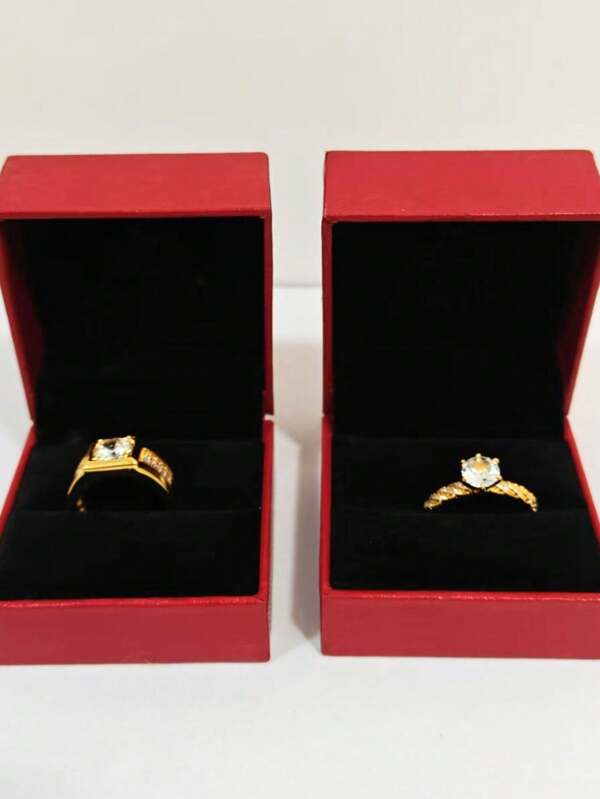 2pcs Adjustable European&Korean Style Diamond Ring, Couple Wedding Bands, Women's Daily Wear, No Box