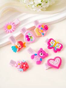 50 pièces de pinces à cheveux en argile souple colorée en forme de nœud papillon, clips de canard mignon et accessoires décoratifs pour cheveux en forme de fraise, convient pour un usage quotidien