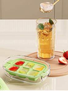 Mini Pressed Ice Cube Mold Silicone Ice Maker Tray With Lid For Home Freezer, Makes Ice Cubes - Multicolor - View 6