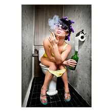 1pc / 3pcs Wall Arts Posters Khung tùy chọn Người phụ nữ gợi cảm hiện đại ngồi trên bồn cầu hút thuốc Poster đen trắng Tranh tường nghệ thuật gia đình Tranh tường trang trí phòng tắm Tranh - Nhiều màu - Xem 20