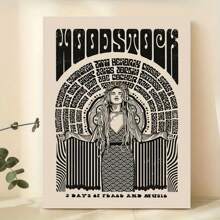 1 Stück Konzertposter, Retro modernen Art Deco Stil, rahmenlos Leinwandkunst mit Tinte, Musikthema Buchstaben-Muster für Zuhause, Büro, Wohnzimmer, Schlafzimmer, Bad, Hochformat, Frühlings- und Winterdekoration, Innenraumdekoration | Vintage Konzertdruck | strukturierte Kunstarbeit, Musikzimmer Dekoration