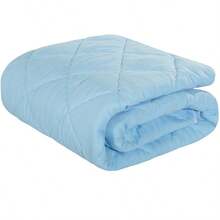 1PC Comforter, Lightweight And Warm Solid Color Quilte - Light Blue - View 1