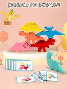 Children's Early Education Wooden Dinosaur Balance Stacking Toys, Interactive Stacking High Puzzle Stacking Blocks, Picture Matching Color Cognition Games, Thinking Games To Exercise Logical Thinking, Hand-Eye Coordination - Multicolor - View 10