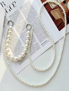 Pearl Phone Lanyard Strap Set | Detachable Long & Short Combo Compatible With IPhone & Android | Stylish Mobile Strap For Travel, Daily Wear & Outfit Matching - Pearl Lanyard Set - View 11