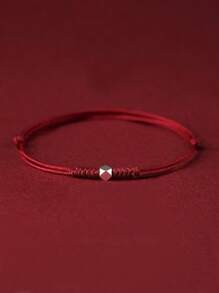 1 Stück rotes Perlenarmband, handgemachter verstellbarer Glücksseil-Armreif, Schmuck für Kinder, Studenten