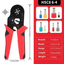1 pieza Alicates de crimpado eléctricos profesionales - Cabezal ajustable con trinquete, estructura metálica resistente en rojo y negro, herramienta ergonómica de crimpado de tubería para reparación de circuitos eléctricos y mantenimiento de energía (sin batería), alicates de electricista