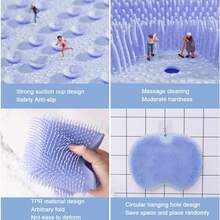 1 件淋浴背部和足部刷，壁挂式背部刷硅胶浴缸按摩垫刷带吸盘，浴室刷垫去角质死皮刷 - 彩色 - 查看 3