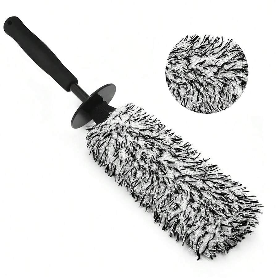 Car Wheel Cleaning Brush, Microfiber Flat Wheel Rim Cleaner Brush With Extra Removable Cover, Car Cleaning Brush For Wheels Tire Fenders Engine Exhaust Tips