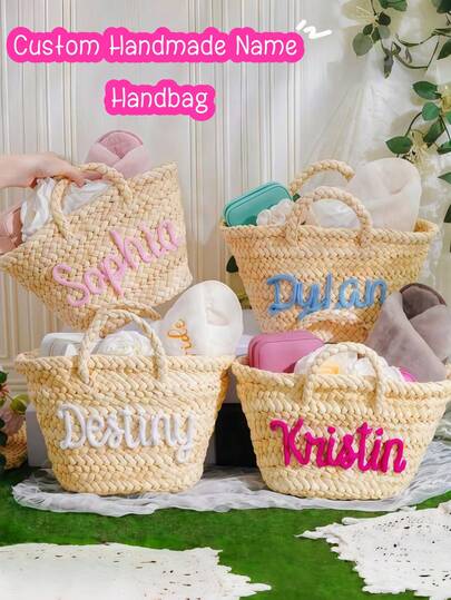 Personalized Woven Bridesmaid Tote Bag, Custom Bridesmaid Beach Bag, Bridesmaid Gift Basket, Bachelorette Party Tote Bag, Bridal Shower Gift, Bridesmaid Handbag, Woven Tote Bag, Beach Bag, Back To School, Back To School Gift, Office Supplies, School Supplies, College Supplies, Coworker Gifts, Dorm Supplies, Teen Gifts, Middle School Supplies, College Student Gifts, Cute, Charming , Bow