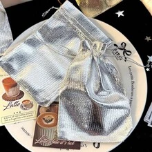 20pcs, Golden Cloth Bags, Jewelry Bags, Gift Bags, Drawstring Organza Jewelry Bags, Wedding Parties, Christmas Gifts, Candy Chocolate Bags, 12cm/4.72 Inches, Drawstring Goody Bags, Penetrating Light Fruit Protection Bags, Jewelry Gift Bags, Party Bag, Jewelry Bag, Festival Bag - White - View 6