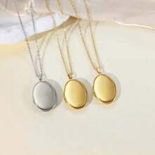 [Personalizado] Colar com moldura oval para fotos, você pode abrir e imprimir o pingente de moldura em forma de O, colar com corrente, acessórios de joias, casamento, animal de estimação, dia das mães, dia dos pais, presente de casal