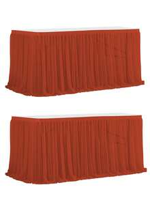 1pc Polyester Table Skirt, Suitable For Rectangular Tables, Wrinkle Resistant & Easy To Clean Ruffled Table Cloth, Ideal For Birthday Cake Tables, Banquets, Weddings, Bridal Showers And Various Party Celebrations - Multicolor - View 38