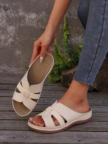Nuevas zapatillas de plataforma con cuña y diseño bordado y recortado para mujer, de talla grande 43, estilo vintage casual para verano - Multicolor - Ver 2