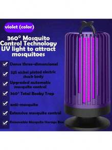 USB Powered Silent Mosquito Lamp, Mosquito Repellent Lamp, Electronic Repeller - Purple Lighting, Dual Sensor Technology, Ultraviolet Light Attracts Mosquitoes, 360-Degree Large Area Protection, Made Of ABS Material, Suitable For Outdoor And Bedroom Use, Protects Sleep, Essential For All Seasons, A Must-Have Mosquito Catching Device.