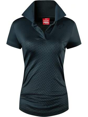 jeansian 1pc Women's Sport Polo Shirt T-Shirt, Short Sleeves, Quick Dry, Fit For Tennis/Badminton/Golf/Bowling, Color: Pink & Black, Style: SWT251