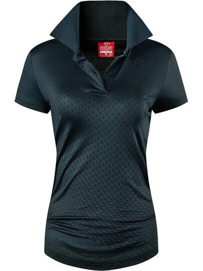 jeansian 1pc Women's Sport Polo Shirt T-Shirt, Short Sleeves, Quick Dry, Fit For Tennis/Badminton/Golf/Bowling, Color: Pink & Black, Style: SWT251