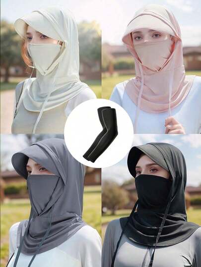 1 件男女通用纯色全覆盖防晒面罩，适合日常使用、户外登山、海滩度假猫咪滑雪面罩