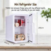THREEKEY Dimmable LED Light Mirror Mini Fridge - 4/6L Portable Fridge For Bedroom, Car, Office & Dorm - Cooler & Warmer For Cosmetics, Skincare, And Food - White - US A Type Plug(110-127V) - View 6