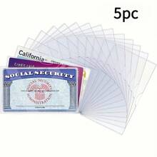 5pc Classic PVC Waterproof Card Protective Case, Soft Clear Storage Bag For Social Security/Medicare/Credit Card Wallet