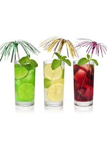 10/30/50/100pcs Colorful Cocktail Firework Shaped Drink Stirrers, Hawaiian Paper Cup Cake Decorations, Party Cake Decorations, Holiday Celebration Party Fruit Toothpicks, Cake Decorations, Make Every Celebration A Highlight, Ideal For Birthday, Wedding, Beach Theme Party, Add A Bright Color And Fun To Every Dessert, Kitchen Supplies, 1 Set - Multicolor - View 11