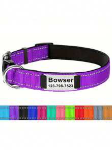 Personalized Reflective Dog Collar With Engraved ID Tag, Custom-Made Nylon Dog Collar With Leash Clip, Noiseless Design, Dog Outdoor Accessory And Decoration - Multiple Sizes Fit Large, Medium And Small Pets. A Good Gift For Pets.,Vacay Vibes Ornamental,Engraved Stylish,Fashion,Colorful,Vintage,Cute,Contracted,Cuties Custom,Unique,Customized,Personalized Pet For Anniversaries,For Birthdays,Customized Pet Collars, Leashes & Harnesses,Pet Lovers - Multicolor - View 25