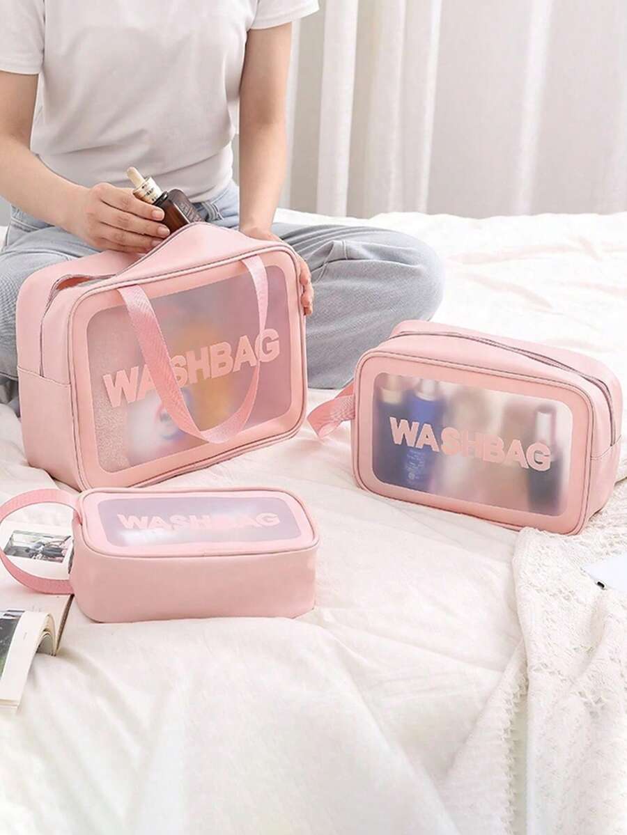 3 件 1 大容量化妆包套装、PU 皮革洗漱包、化妆品收纳包、手提包、轻便旅行、家用、透明双层干湿分离、大容量、便携、女士/女孩、黑色化妆包、化妆盒、护肤包、洗漱包、礼品盒、旅行必需品、邮轮必需品、宿舍必需品、伴娘礼物、女士礼物、生日礼物、送给朋友和老师的礼物、假日海滩、浴室收藏、卧室收藏、大容量 - 粉色 - 查看 1