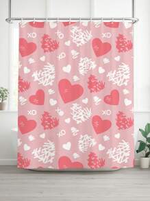 1/4pcs Luxurious Love-Themed Bathroom Set - Slip-Resistant Shower Curtain With A Football Pattern And U-Shaped Seat Cushion, Plus A Pair Of Slip-Resistant Foot Mats That Can Be Given As Gifts (Machine Washable) Room Decor Bathroom Accessories Back To School