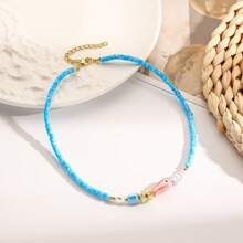 1 colar versátil de contas multicoloridas com estilo praiano e estrela do mar, conchas e elementos de peixe, ideal para mulheres, turistas, férias, viagens em ilhas, piqueniques, festivais de música de verão e festas na praia (cores e quantidades de contas aleatórias)