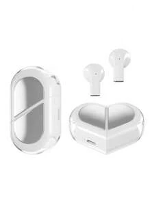MEIYIXING DIGITAL TECHNOLOGY Innovative Dual-Function Integrated Rotating Mini Heart-Shaped Wireless Headphones - Suitable For Sports And Travel, Stereo Headphones, Compact And Portable. Equipped With Wireless 5.4 Technology And USB Charging Case