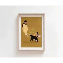 1pc Whimsical Colourful Art Print Vibrant Woman Minimal Portrait Canvas Painting Female Poster Dorm Home Wall Decor Optional Frame - Multicolor - View 47