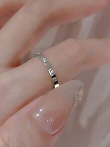 Minimalist 18K Gold Plated Stainless Steel Cubic Zirconia Stack Rings, Suitable For Women's Daily Wear