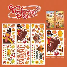 9 piezas Pegatinas de ventana de Acción de Gracias de otoño con hojas de arce, calabaza, erizo, ciervo, conejo, bicicleta, girasol - Pegatinas de refrigerador de decoración de doble cara para el hogar, la oficina, fiestas. Pegatinas de ventana navideñas con Papá Noel, renos, muñecos de nieve y copos de nieve - Decoraciones navideñas de plástico con estática, reutilizables y fáciles de aplicar