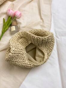 Fashionable Minimalist Handmade Woven Straw One Shoulder Tote Beach Bag For Women