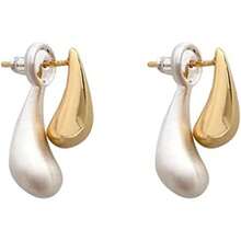 Pendientes de botón con colgante en forma de lágrima de dos tonos para mujeres, pendientes colgantes ovalados de bola ligeros y gruesos, regalos de joyería - Lágrima - Ver 1