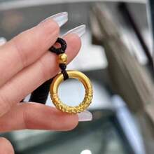 Fashionable 18K Gold Plated Good Fortune Hoop Necklace, Suitable For Wedding, Party, Holiday And Daily Wear, Pendant Rope Chain Necklace, Unisex Lucky Charm Gift