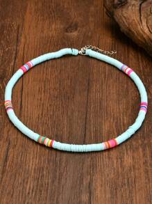 Colier colorat din argilă polimerică, colier cu pandantiv din lut moale, în stil european și american de vară, potrivit pentru activități în aer liber