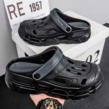 Ciabatte da uomo con fori, sandali estivi slip-on con design a punta chiusa, uso bidirezionale, antiscivolo, scarpe da spiaggia e sport acquatici da esterno