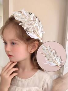 زينة رأس فاخرة بريشة للأميرات للبنات ، إكسسوارات شعر للأطفال للرقص والعروض الموسيقية وارتداء أزياء الأميرات