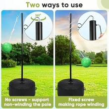 Heavy Duty Tetherball Set With Ball And Rope Adjustable Height Tether Ball Poles Two Usage Methods Portable Tetherball Kit For Indoor Outdoor Playground Backyard Fun For Adults - As Pic - View 2