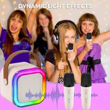 这款卡拉OK机适合儿童和成人使用，配备2个无线麦克风和多个LED灯，内置卡拉OK扬声器，是送给6-12岁及以上男孩女孩的理想礼物，也非常适合圣诞派对。 - ZSK-K12 - 查看 8