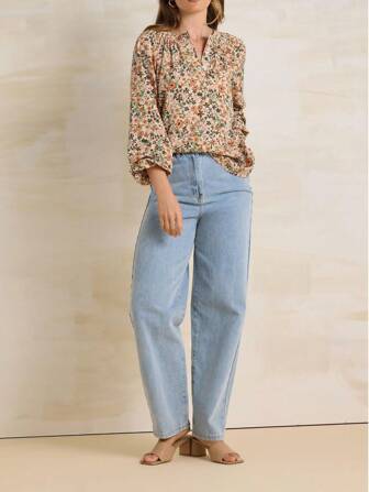 Chemise décontractée de vacances femme, à l'imprimé floral bohème, mode, slim, à manches longues