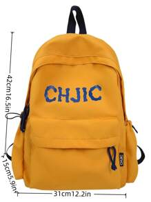 1 pieza Mochila unisex de nailon, mochila escolar/universitaria con estampado de letras de moda, mochila de ocio/viaje con cierre de cremallera, adecuada para todas las estaciones