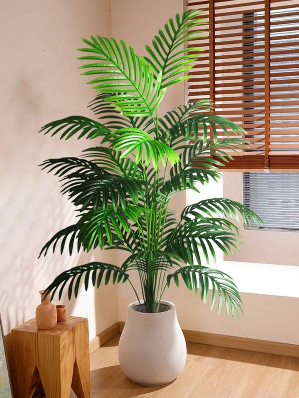 Planta artificial grande de 90-120cm, árbol de palma falso con hojas de palma tropicales, planta de palma falsa de tacto real de plástico con hojas de Monstera para decoración del hogar, cocina, exterior y oficina